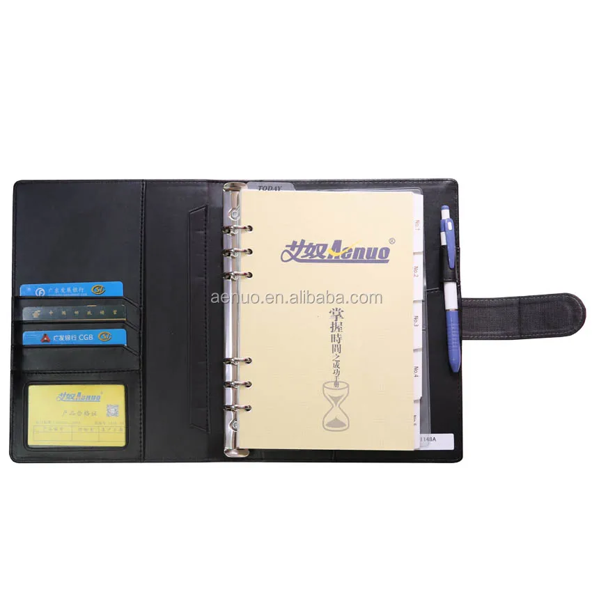 
2018 New A5 6 ring binder PU notebook business gift planner PU organizer 