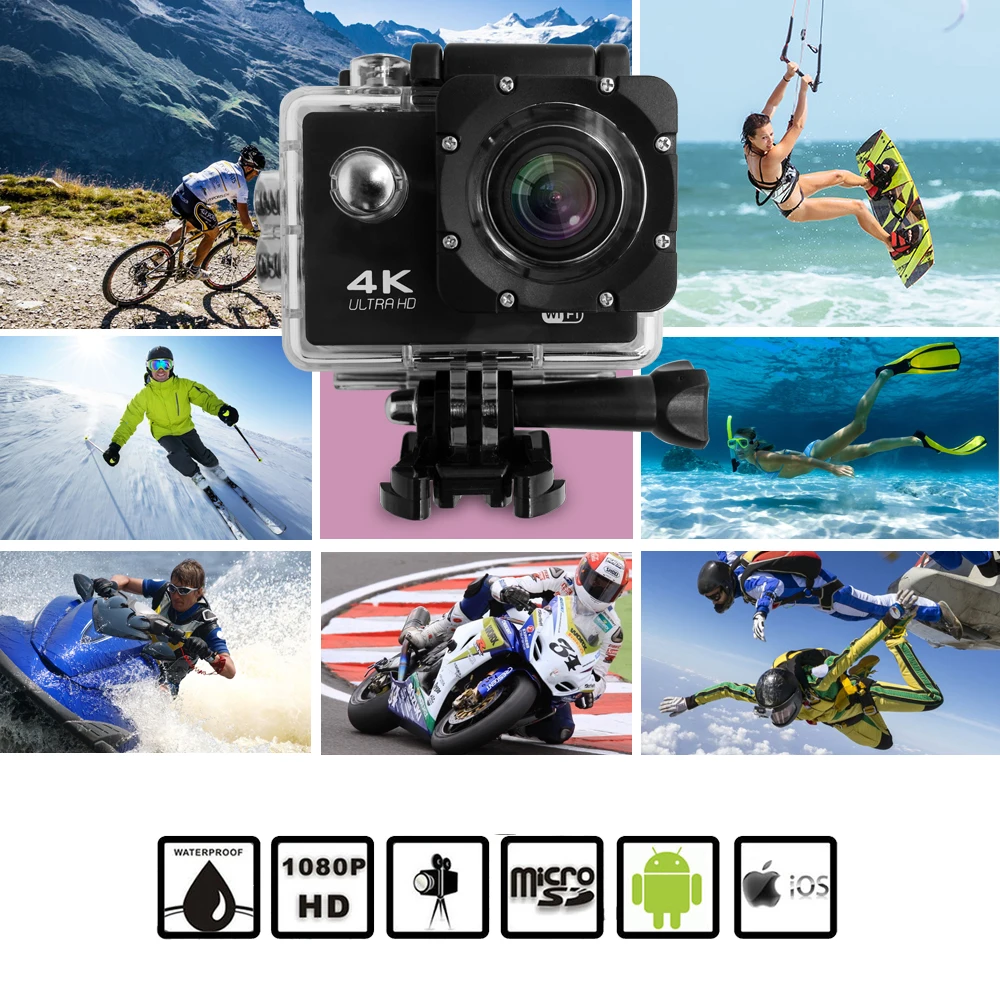  Genlerplus 4247 чипсет WIFI Спортивная камера Full HD 2 0 дюймовая Водонепроницаемая экшн-камера для камеры Go