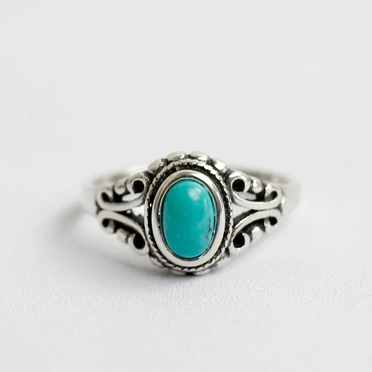 Turkish turquoise gemstone rings for women, custom made silver rings