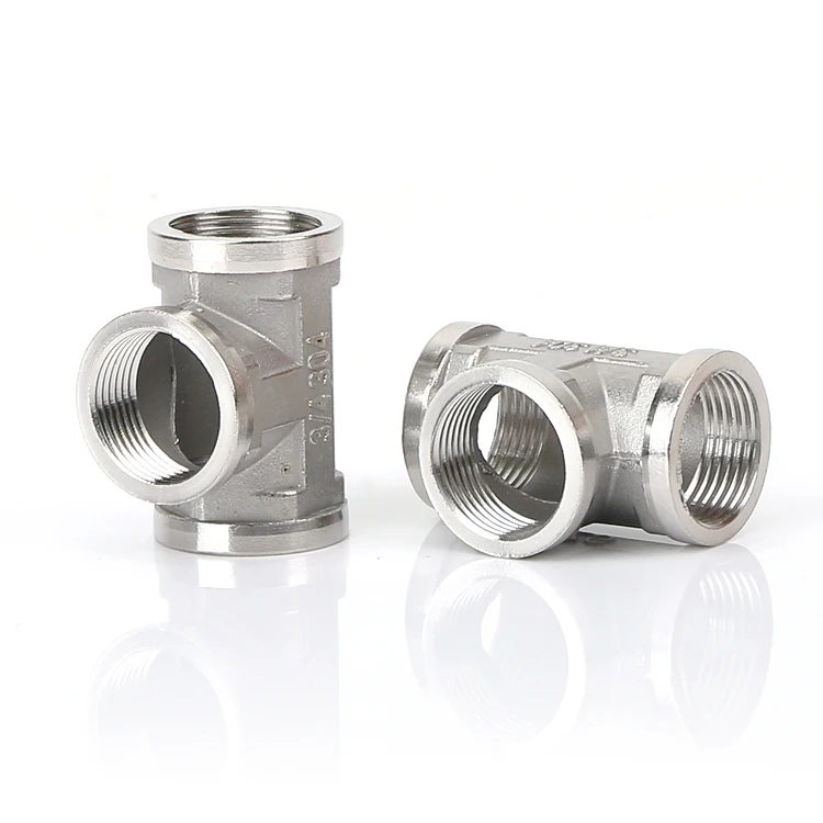 stainless steel 201 304 pipe tee fitting SUS female threads tee water plumbing pipe equal tee fitting
