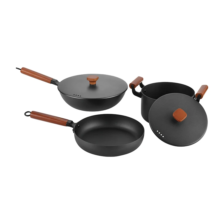 
China factory carbon steel pan frying pan set cookware set 