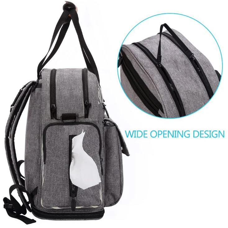 
Amazon Hot Sell Large Capacity Mommy Bag with Insulated Bottle Pockets and Pocket 