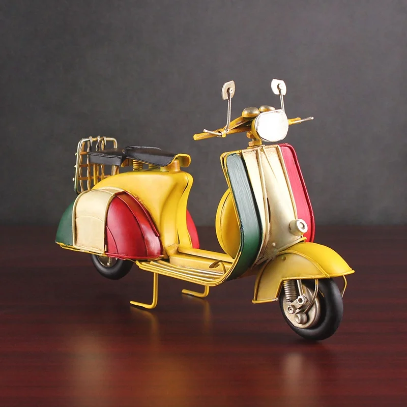 High Quality Iron Crafts Retro Motorcycle Model Handmade Metal Decor Vintage Scooter Model For Pub Home Office Table Decor