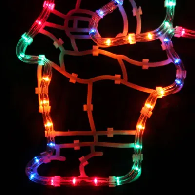 Christmas Light Rooftop LED Animated Waving Santa Reindeer with Sleigh Silhouette for Outdoor Lawn Decoration