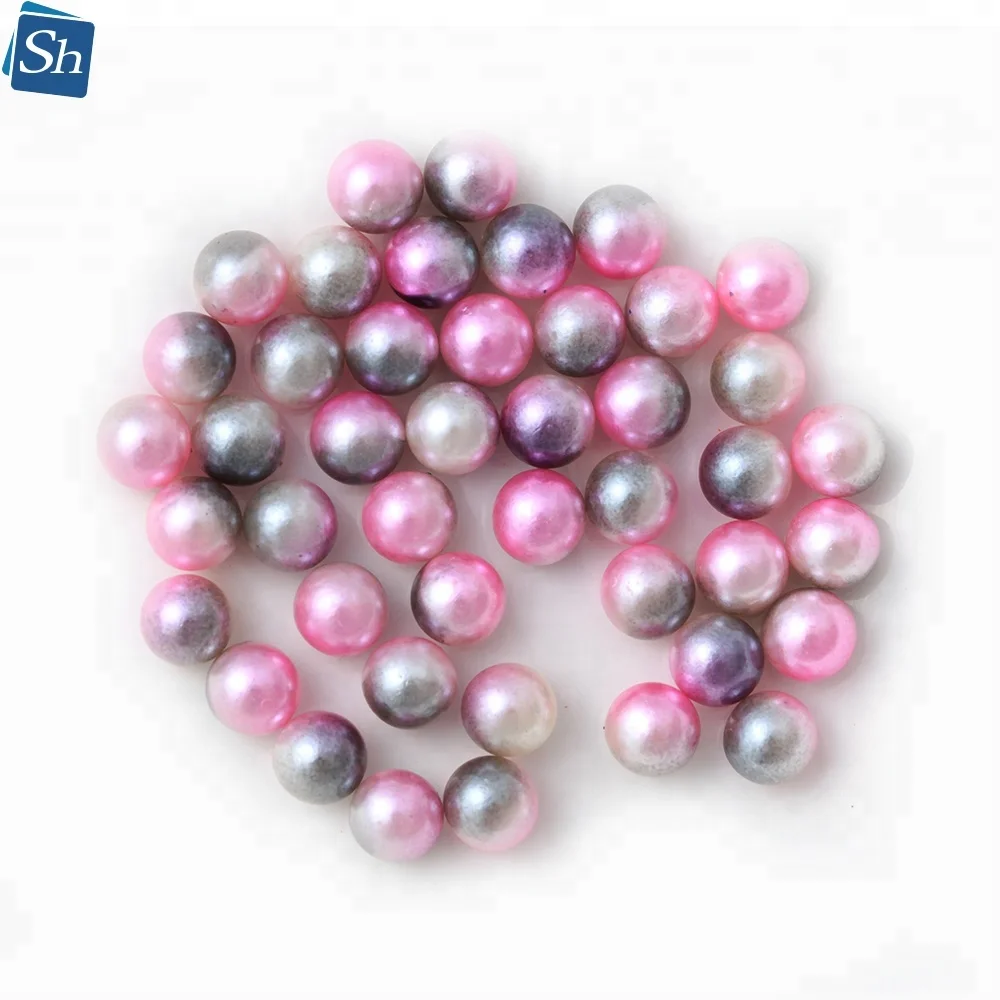 Wholesale Loose Bulk Round Decoration Colorful Rainbow Abs Pearl AA Grade Yiwu Beads No Hole  For Garment Accessories