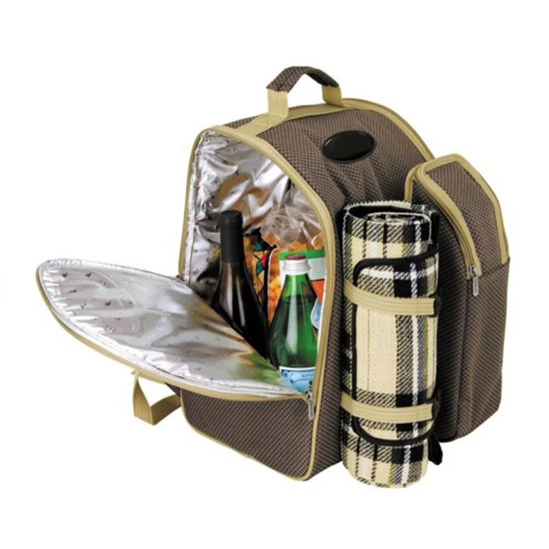 2 Person Picnic Backpack With Insulated Cooler Storage Compartments Accessories And Blanket Included
