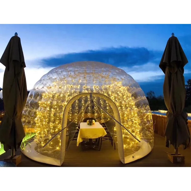 Blue Springs PVC Airtight Transparent Inflatable Party Dome Tent with LED light