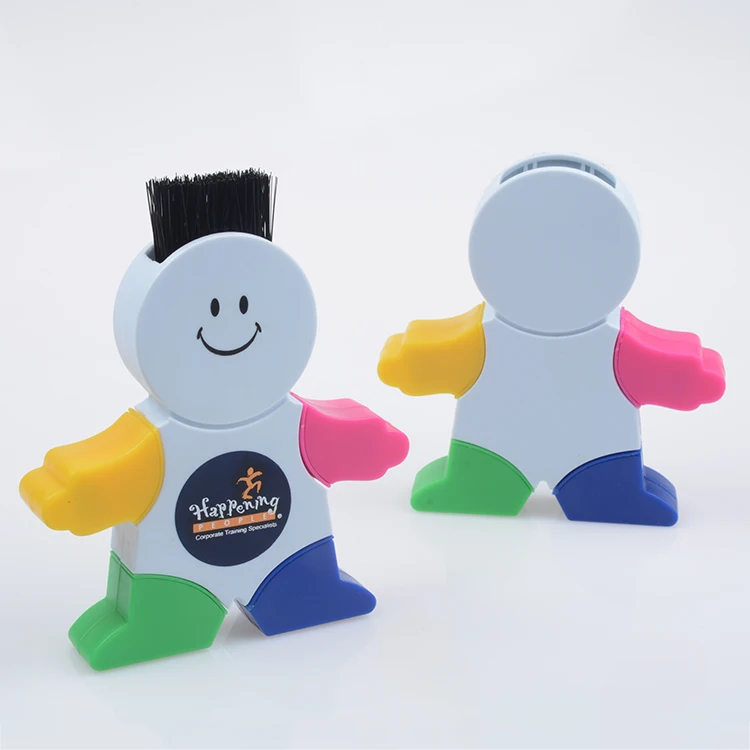High Quality Promotional Snowman Shape 4 Color Highlighter Pen Set with Keyboard Brush