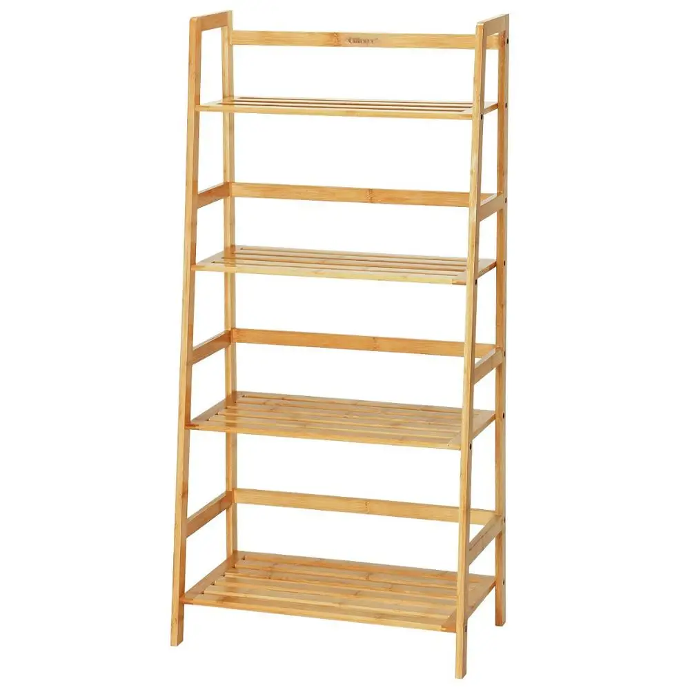 Natural Bamboo 4 Tier Bookcase, Multi-functional Book Shelf Storage Rack Plants Stand Display Shelf