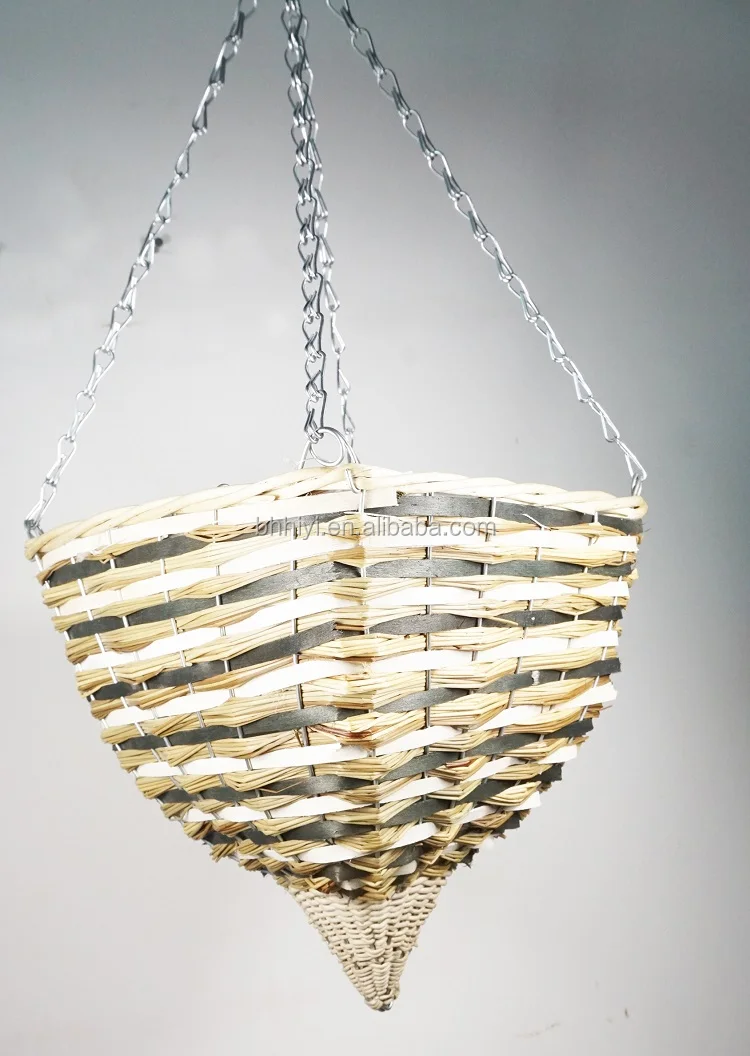 Плетеные конусные подвесные кастрюли ручной работы, натуральные плетеные корзины для хранения из ротанга для дома, сада, свадебные декоративные кастрюли