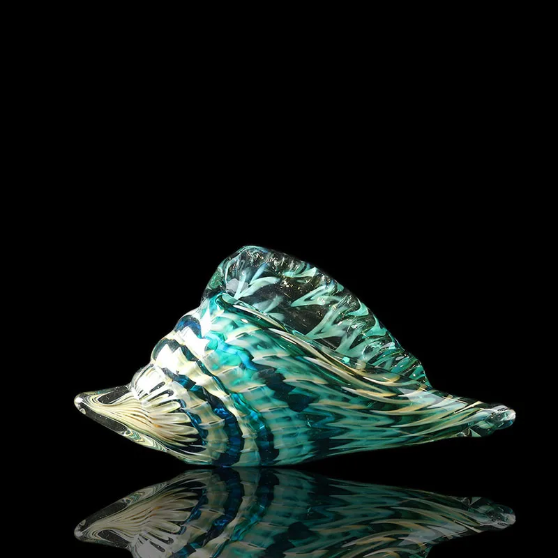 H&D Handmade Blue-Green Conch Art Glass Blown Ornaments For Home Office Decoration Creative Gift