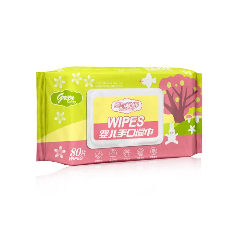 Haijie factory directly sell unscented safe 80pcs disposable cleaning wet baby wipes