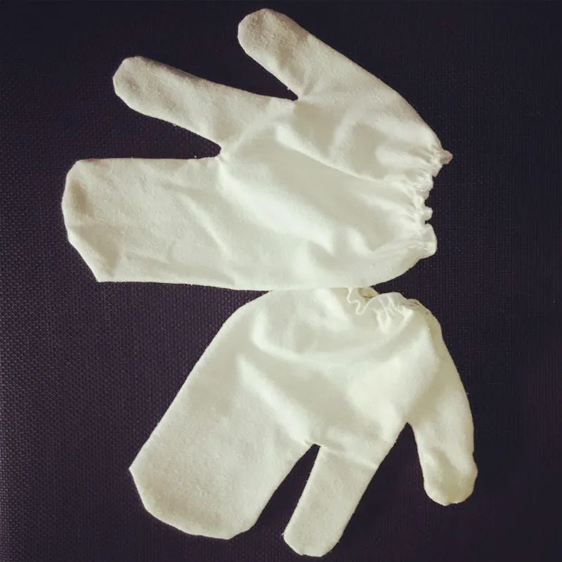 
100% silk noil massage gloves silk exfoliating gloves raw silk garshana spa gloves 