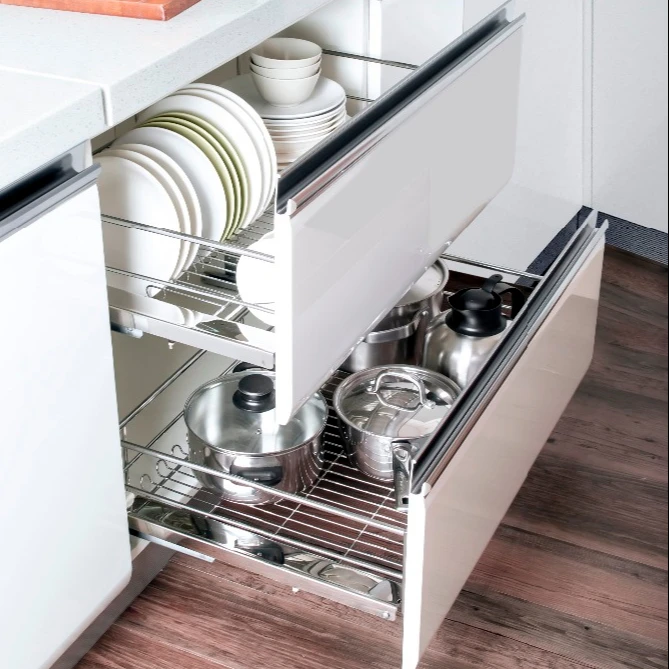 kitchen cabinet sliding wire Multi-functional pull out basket with soft close