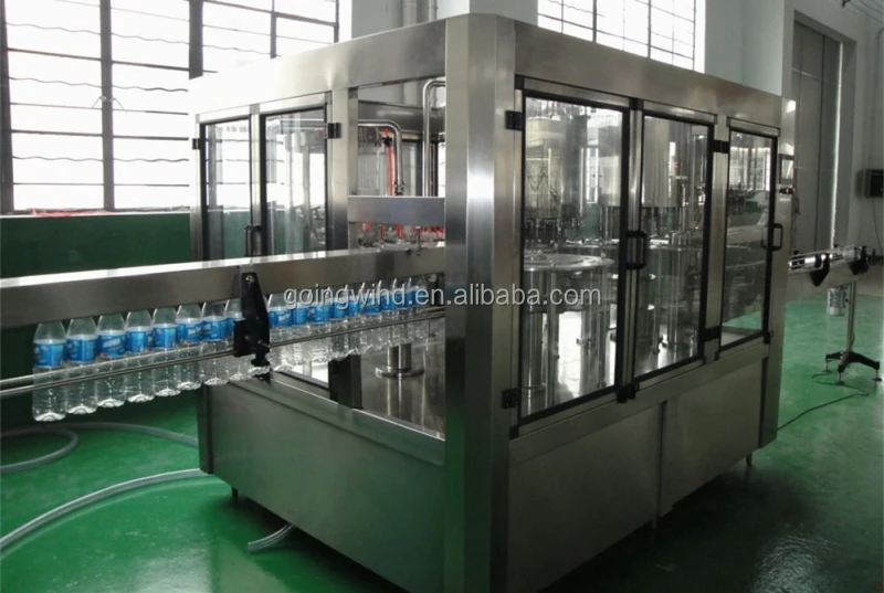 High speed full automatic 3-in-1 mineral water filling	machine auto evian water 3 in 1 bottling plant line cheap price for sale