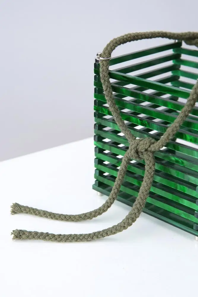 
Beach Evening Cage Bag Rope Disassembled Hollow Out Basket Acrylic Hand Bag 