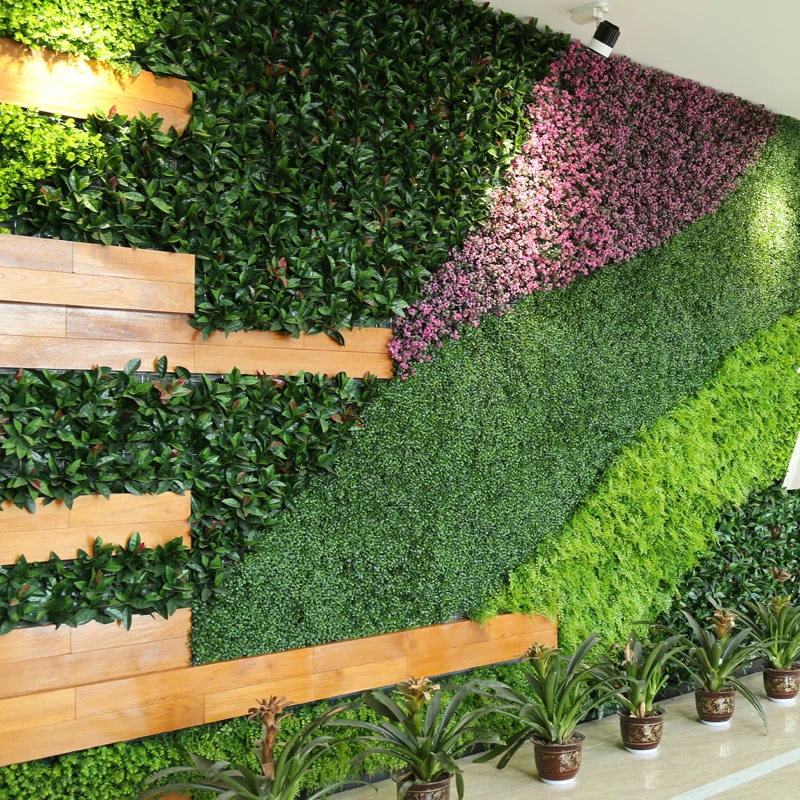 
customized design artificial boxwood panel for indoor plastic plants artificial green wall grass artificial green mat 
