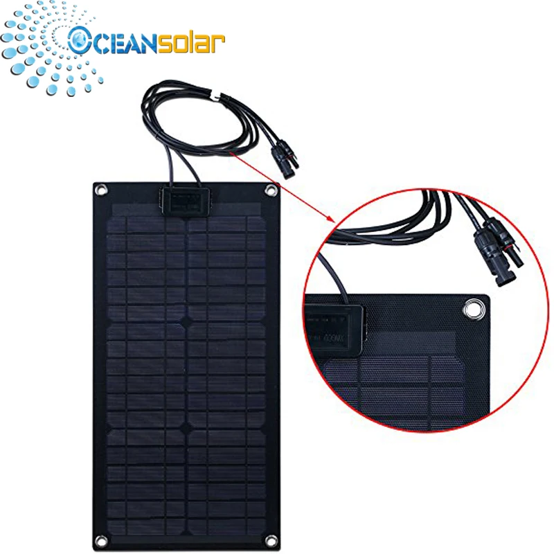 High efficiency waterproof total black 20w 12v ETFE semi flexible solar panel for boat rv system