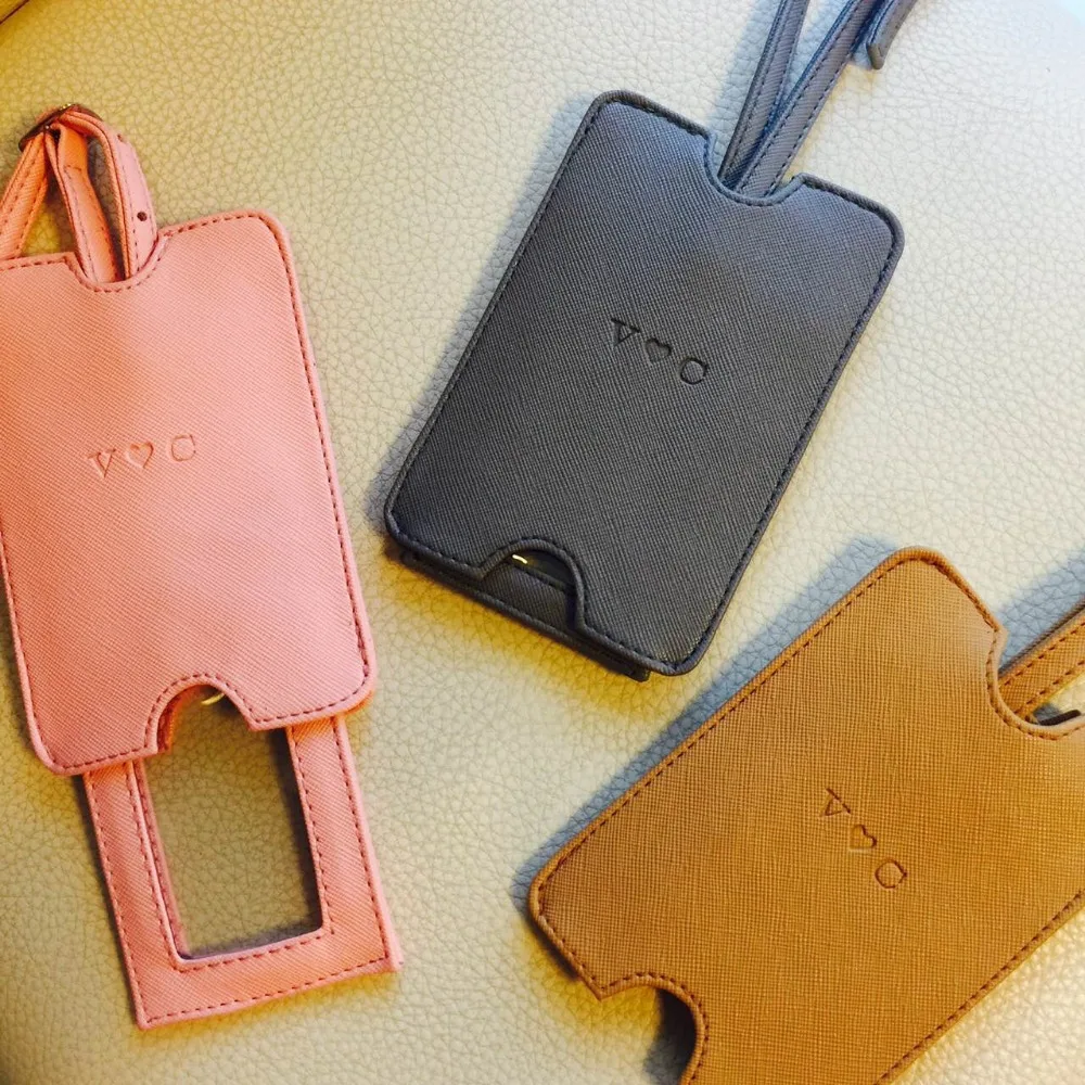 Customized saffiano leather travel bag luggage tag drawer name label