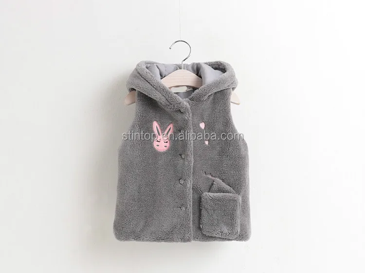 Autumn and winter new rabbit ears hats lambs wool vest baby rabbit waistcoat children hooded vest