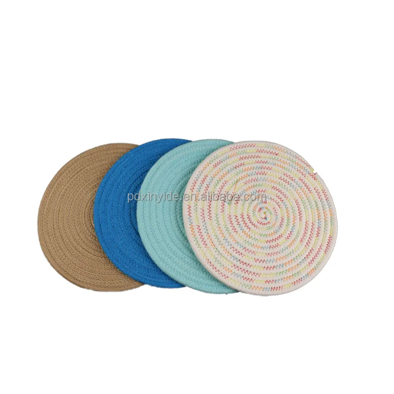 hot Placemat made of cotton rope for cork yaga mat home bathe mat using Custom size placemat wholesale