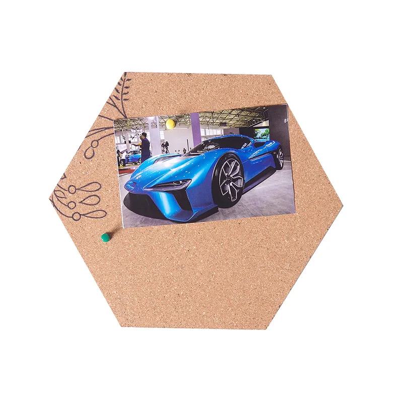
Custom 6mm thickness Shape Hexagon Bulletin Message Cork Sheet Tiles Board with adhesive backing 