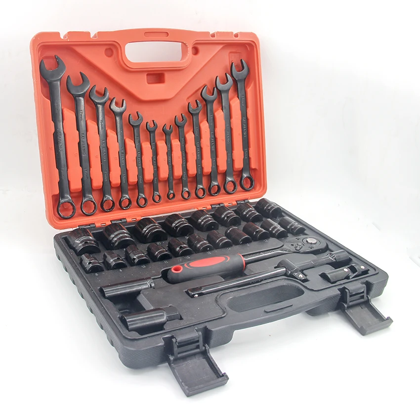 
37PCS Linyi Tool Universal 46 Sets of Auto Repair Tools Head Quick-Release Heavy Duty Ratchet Wrench 