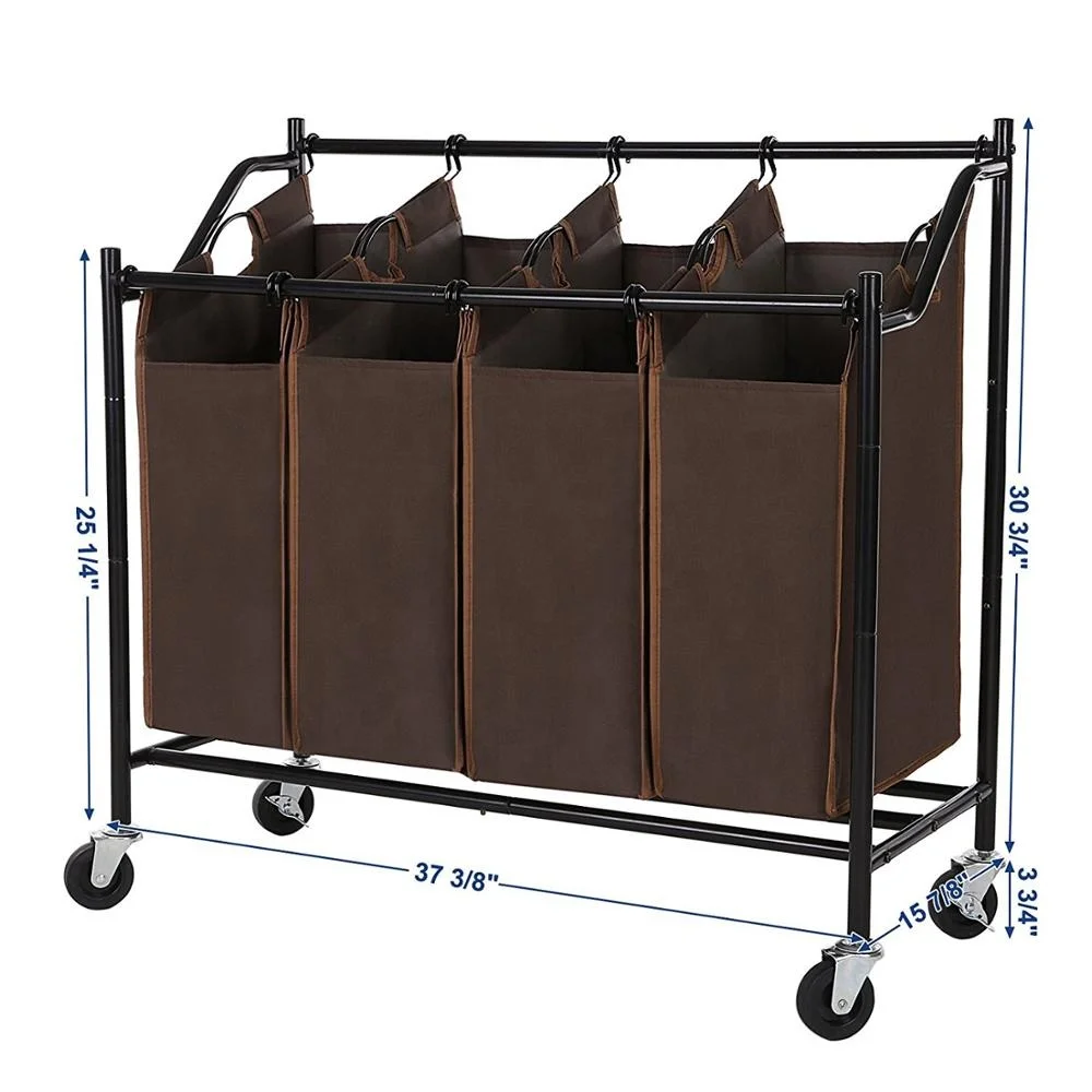 Hotel Laundry  Cart with Metal Frame Washing  hamper wheeled