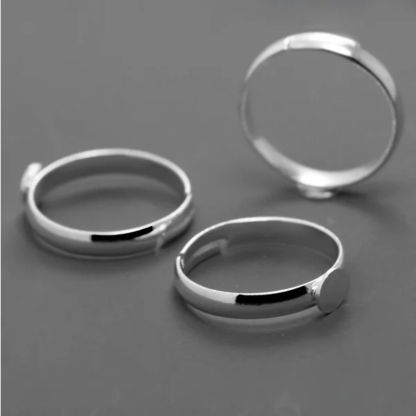White Gold Plate 5mm Round Pad Cabochon Ring Base Blank Settings ID00016