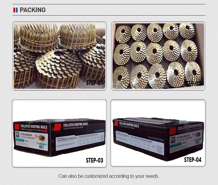 Low Carbon Steel Building 70mm Wooden Screw Spiral Shank Wood Pallet Coil Nails Coil Wire Framing Nails