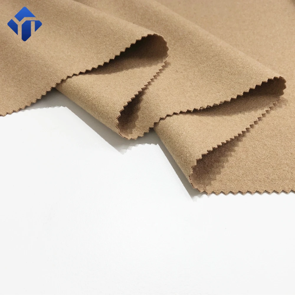 Camel woolen woven wool melton fabric for women coat