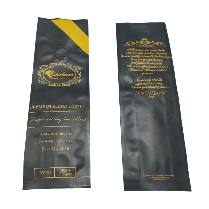 Wholesale aluminum foil lined 12oz side gusset plastic coffee bean bag coffee packaging bag with valve and heat seal