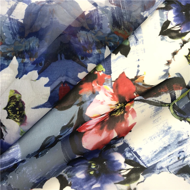 Фабричная шифоновая ткань с цифровым принтом высокого качества