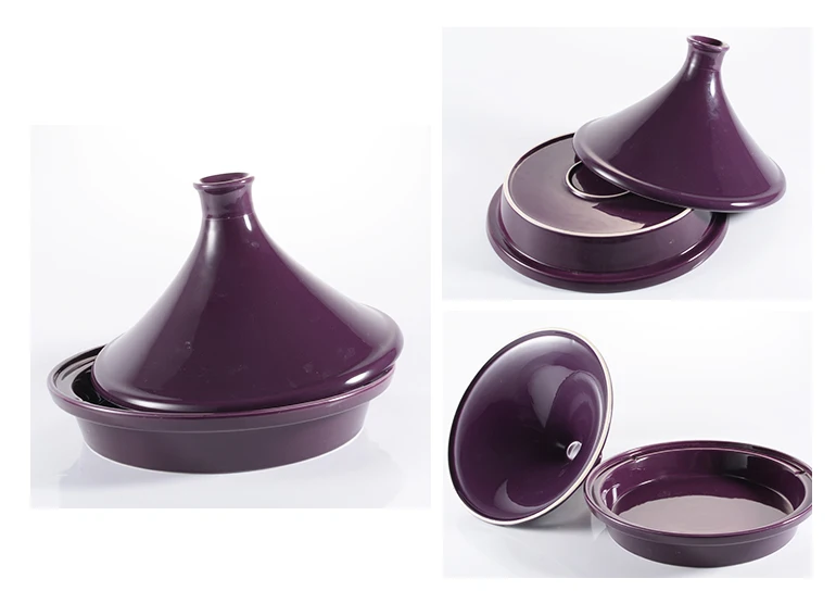 Ceramic Tableware Moroccan Tagines with Lid, Tajine Pot for Cooking Food as Picture Cone-shape Sustainable 25.8*25.8*18cm Modern