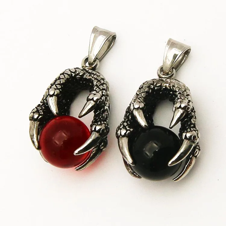 Large Black Ball Eagle Claw Charm Pendant Necklace for Man Boys