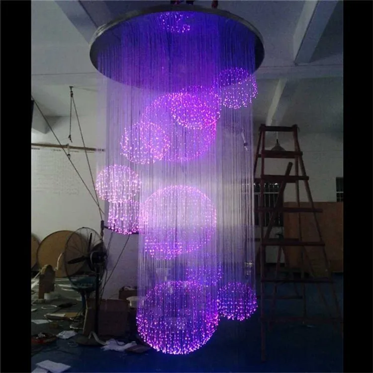 1.2m Villa Hall Chandelier RGB changeable, 11 balls spiral effect crystal chandelier