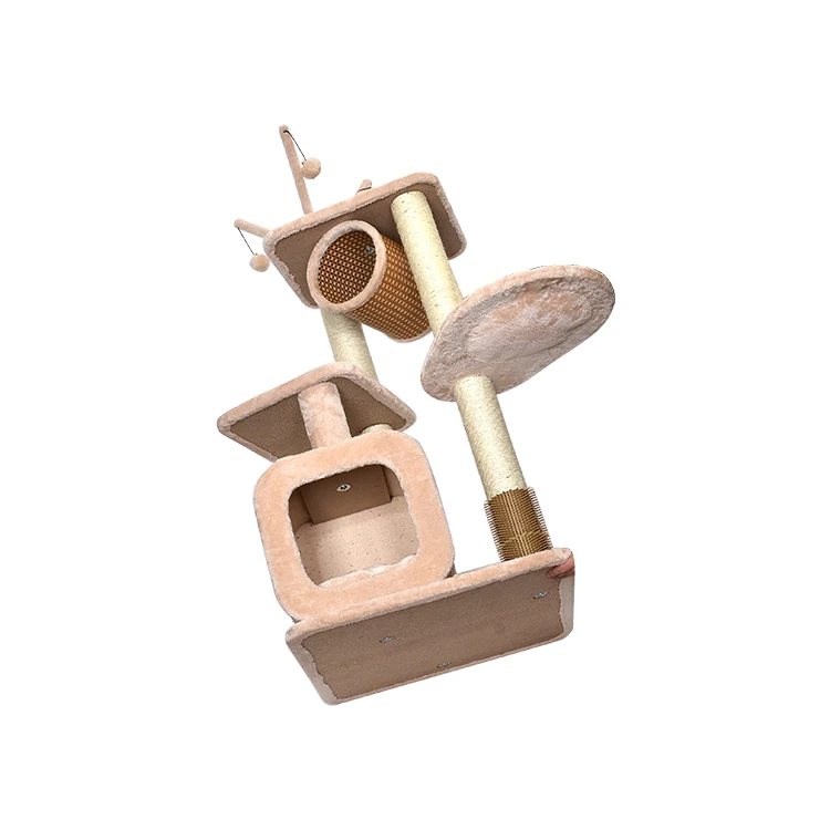 Unique kitty cat play house adjustable cat tree with cradle