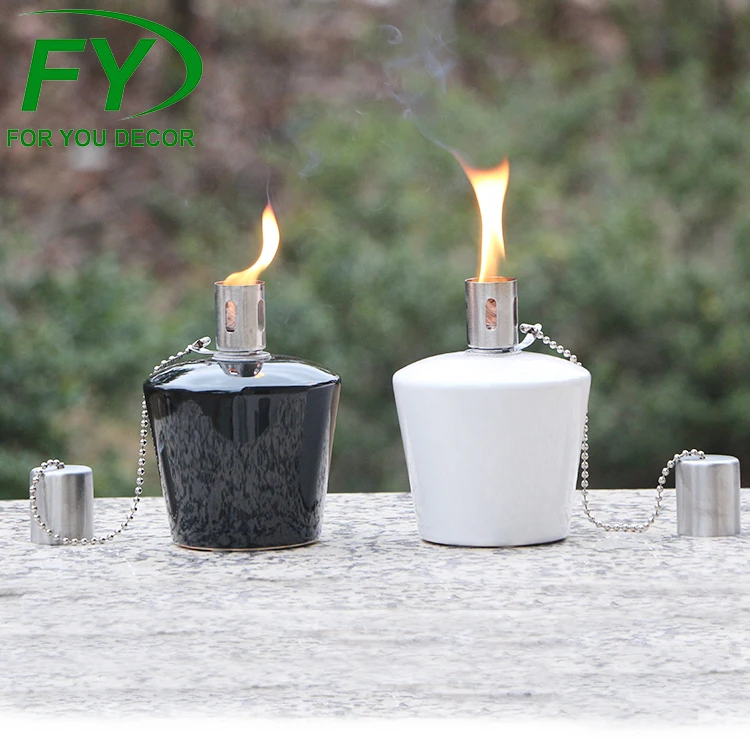 
Factory direct sell garden decoration ceramic oil lamp wick candle holder lanterns for sale 