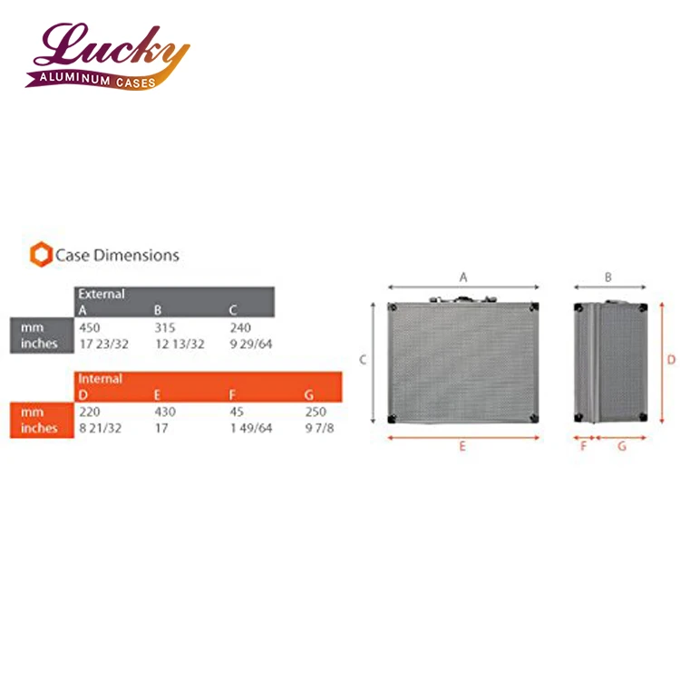 Aluminum Hard Case Silver DJ Tool Box with Internal Divider