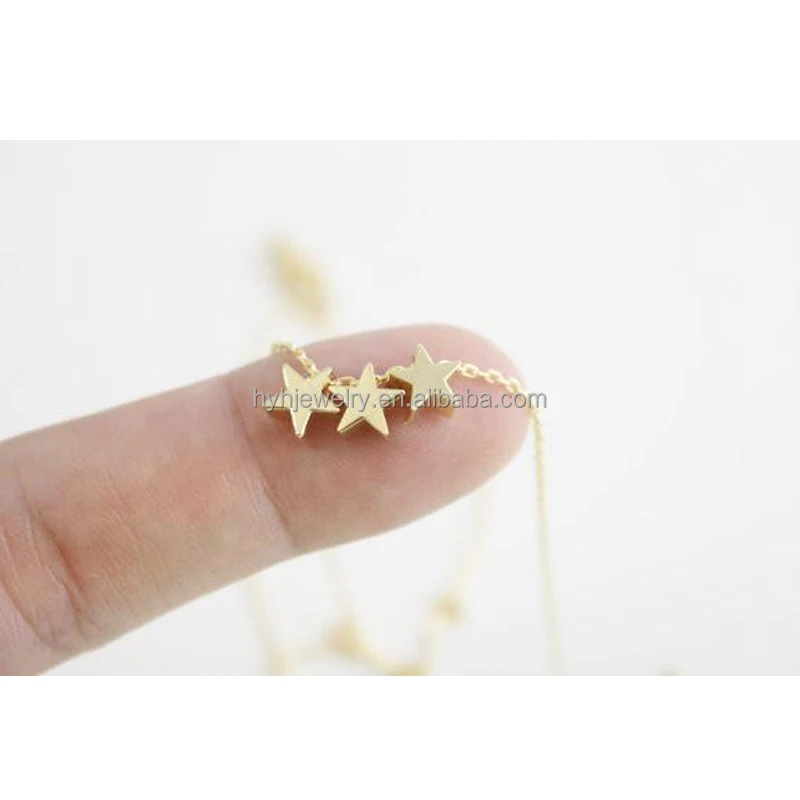 Online Shop China Small Three Stars Shaped Pendant Trendy Italian Chain Gold Colored Silver Jewelry
