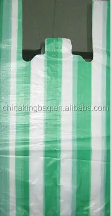 HDPE white and blue color tshirt bag carrier plastic bag