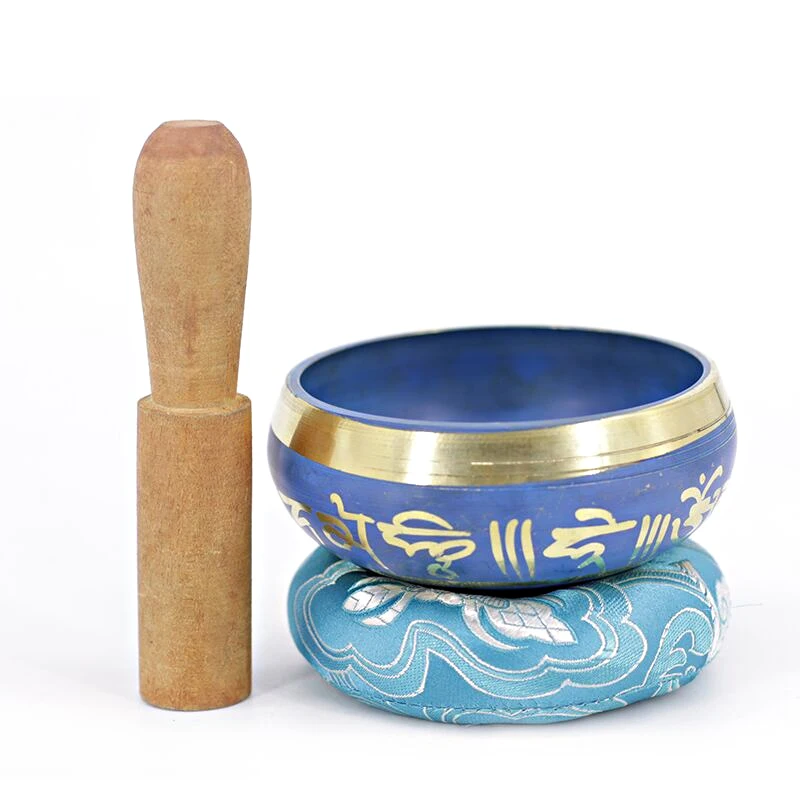 The blue Small Tibetan Singing bowl for Yoga Meditation Sound healing 3.3inch~3.7inch