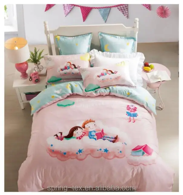 Professional Custom Children Ropa de cama para 200TC Cotton Reactive Printing Kids Cartoon Bed Sheets Set