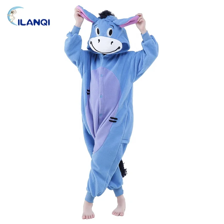 
Blue donkey onesie animal cosplay costume pajamas for children 