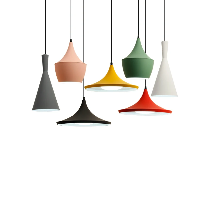 Разноцветная алюминиевая Подвесная лампа фитинги с подвесным проводом для дома офиса тренажерного зала магазина одежды декоративный светильник e27