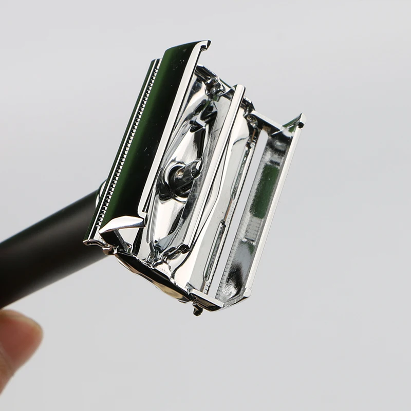double edge blade mens shaving long handle butterfly twist to open safety razor