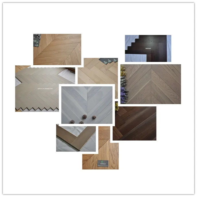 Greenvills  fishbone herringbone  chevron wood floor parquet tiles light grey color 15mm thickness