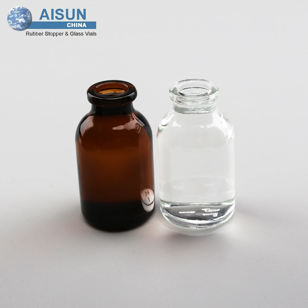 20ml moulded antibiotic glass sterile vials injection glass bottle with rubber stopper and flip off cap