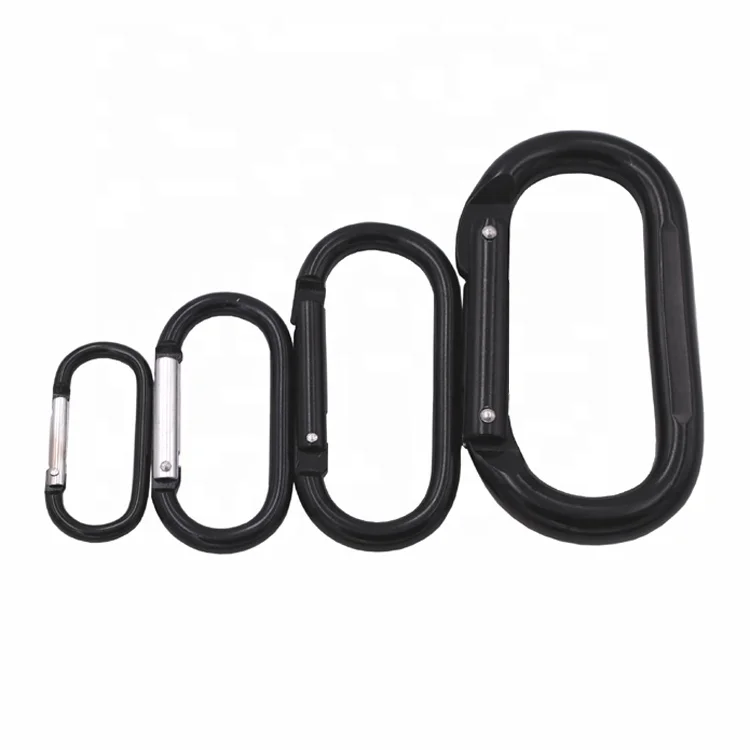 Factory wholesale or retail 8 cm customized color aluminum race carabiner oval carabiner hook bag parts metal buckle