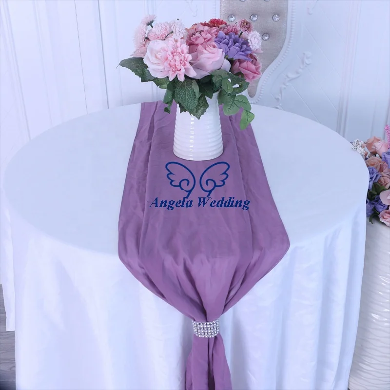 RU013G  many colors custom made good quality Gorgeous wedding soft dusty rose chiffon table runner